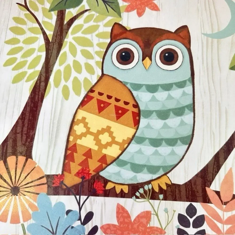 J Brinley Artist, Woodland Owl 6 Placemats Vinyl, 2 sides MCM Table Setting Bird